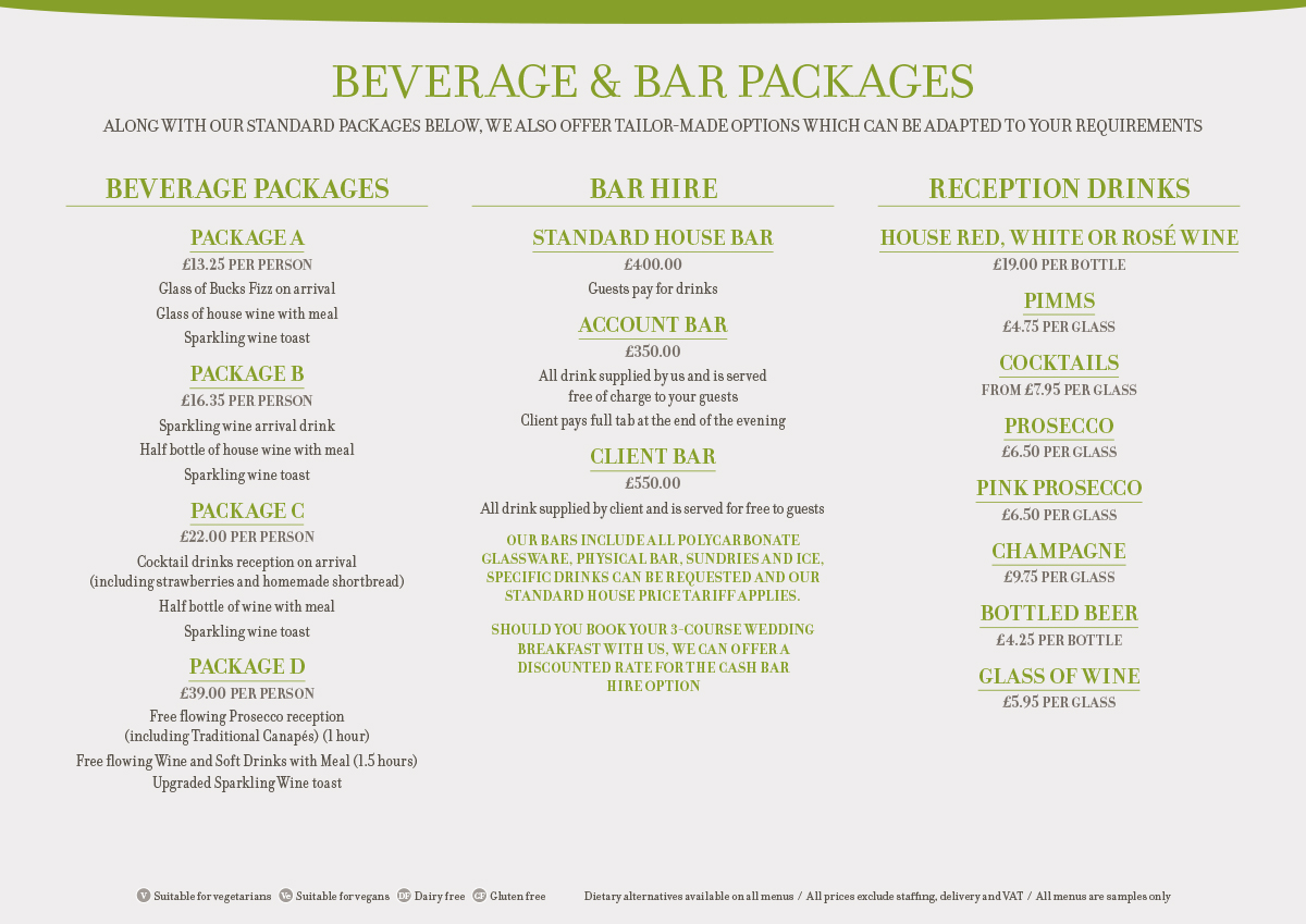 Saffron Menu Beverage Bar - Beverage and Bar