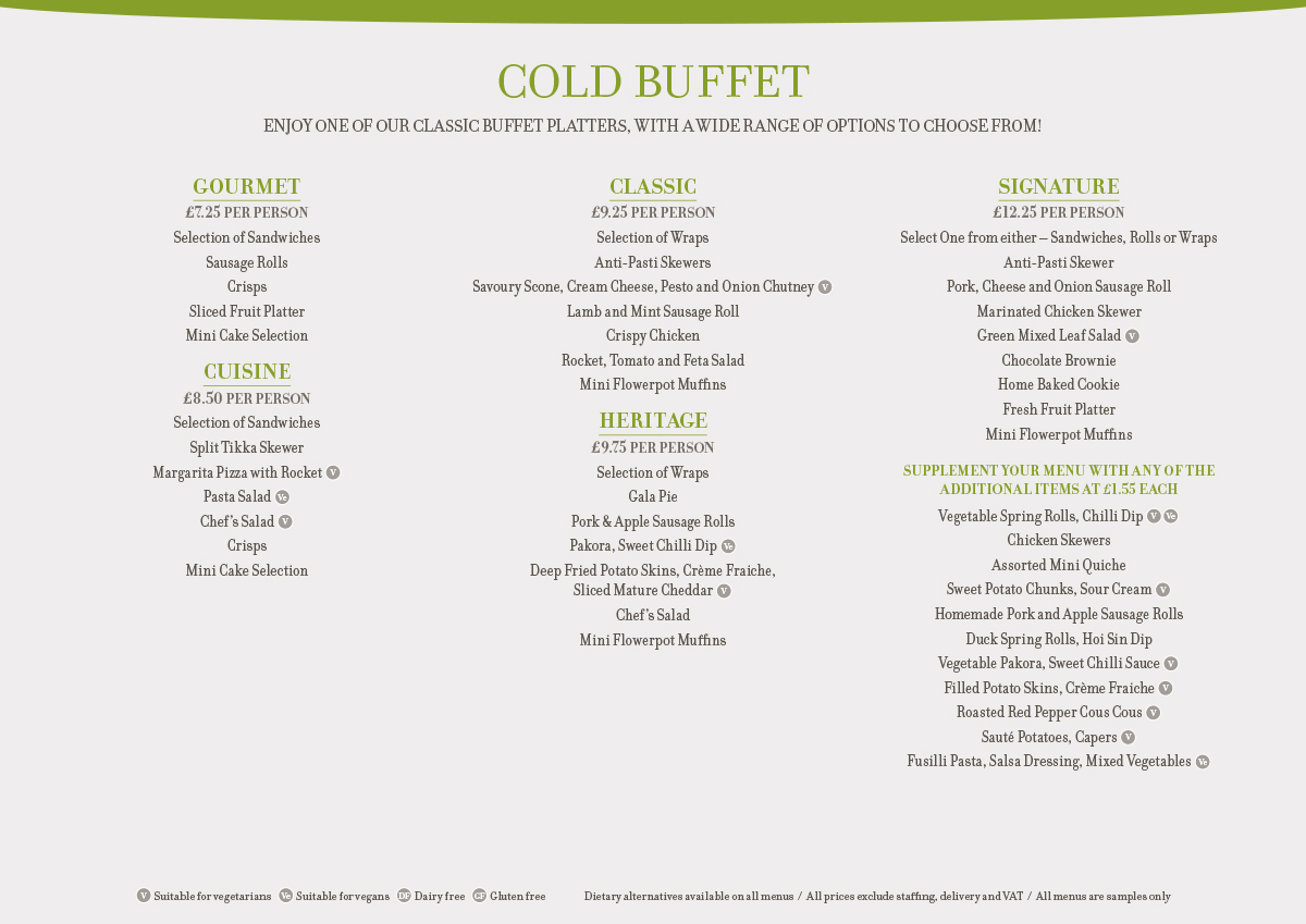 Saffron Menu Cold Buffet - Cold Buffet Menu