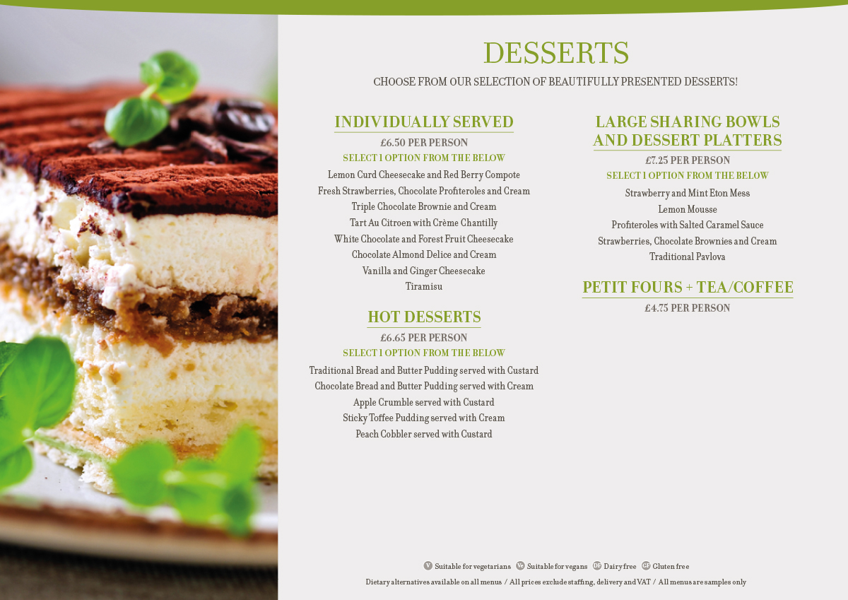 Saffron Menu Desserts - Dessert Menu