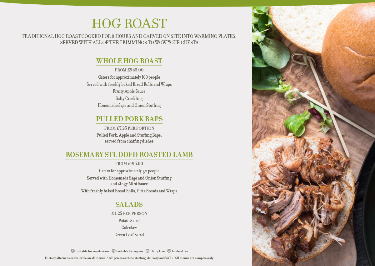 Saffron Menu Hog Roast - Hog Roast Menu