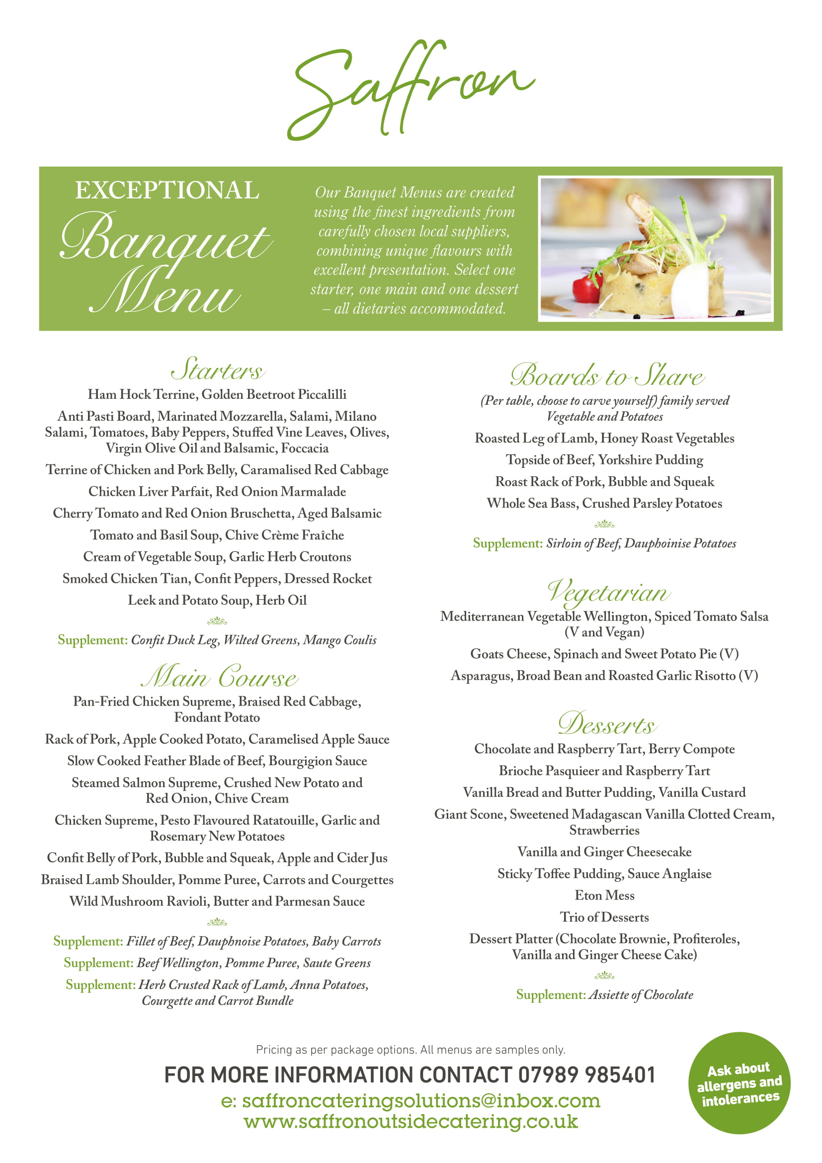 Banqueting Packages SAFFRON BANQUETING PACKAGES 3 - Banqueting Packages