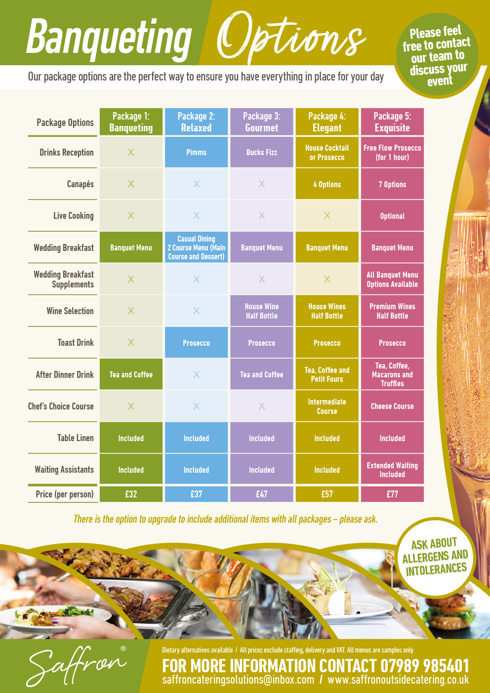 Banqueting Packages Saffron Menu Banqueting Packages 1 - Banqueting Packages
