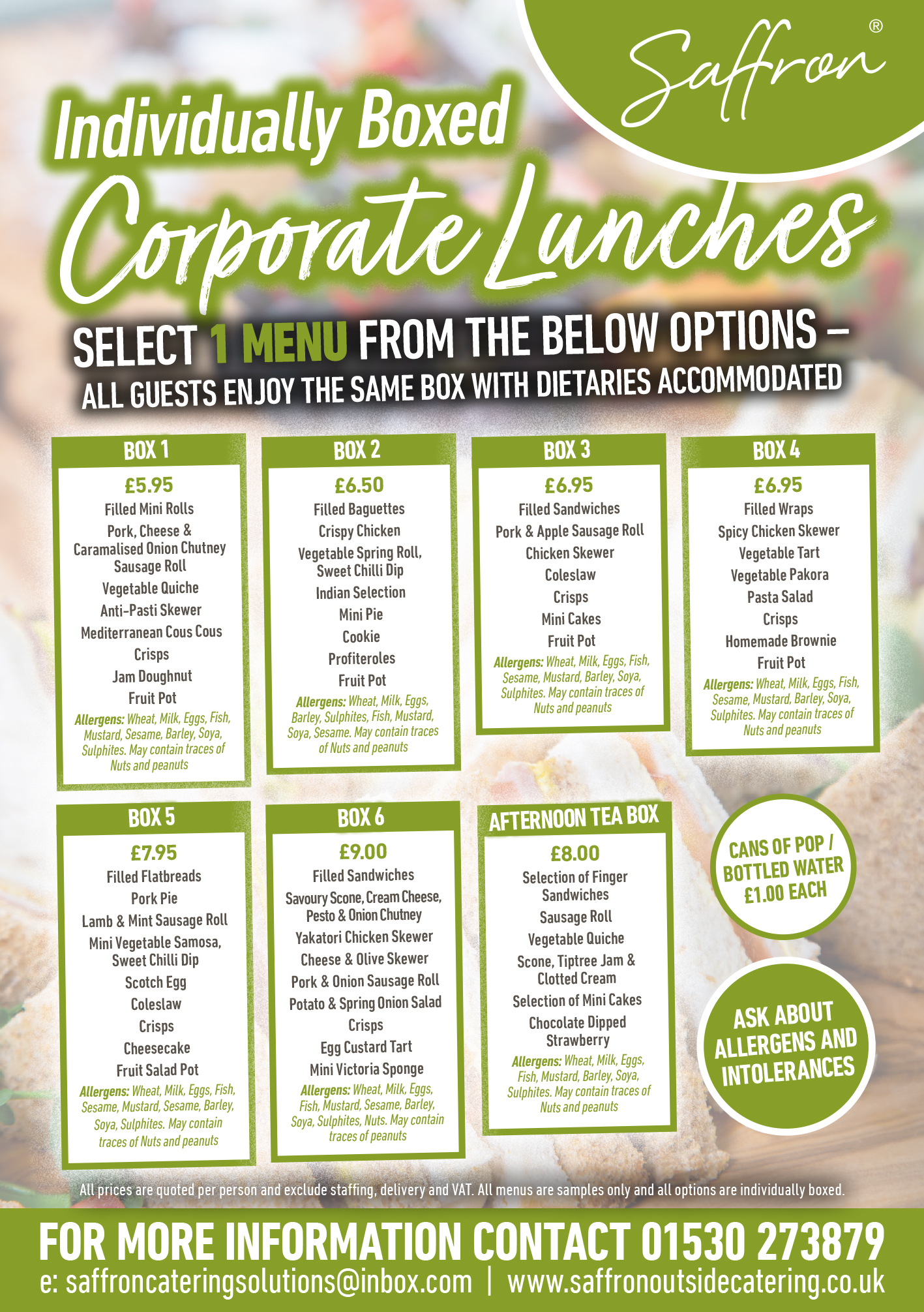 Saffron Corporate Menus Flyer Nov 21 - Corporate Lunches