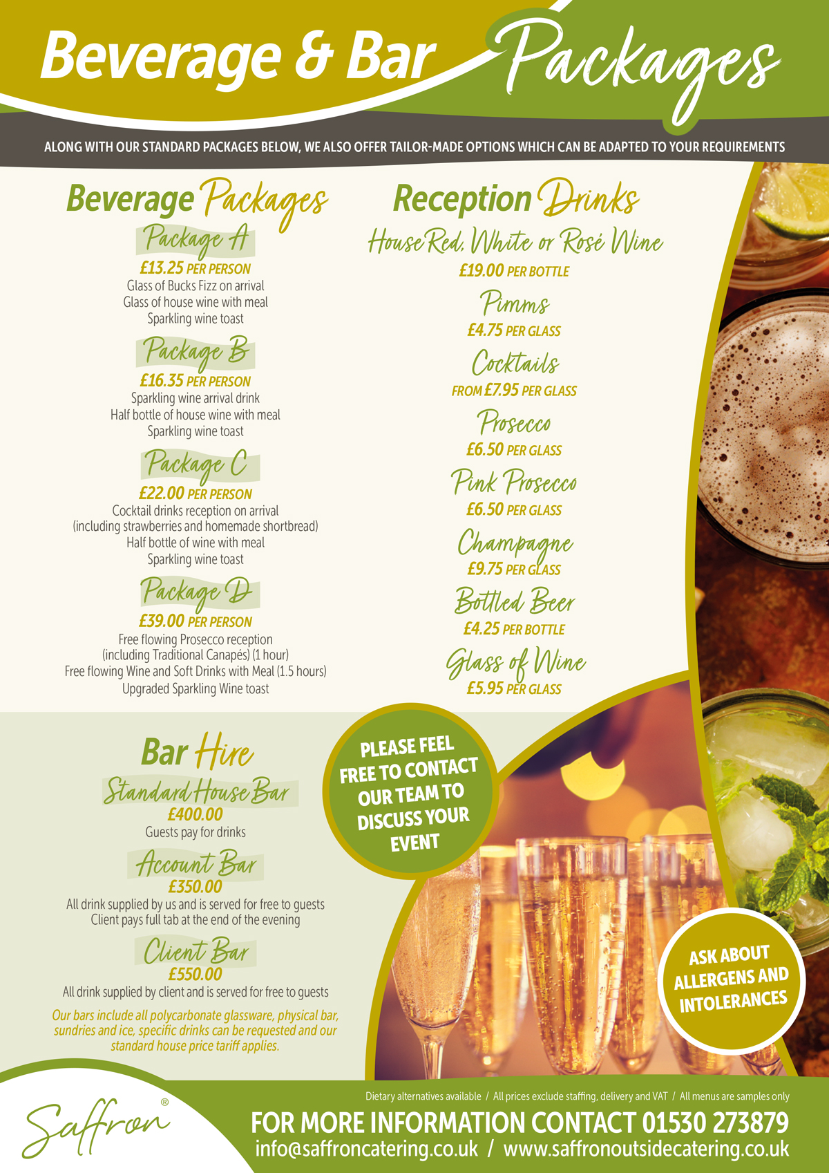 Saffron Menu Beverage Bar - Beverage and Bar