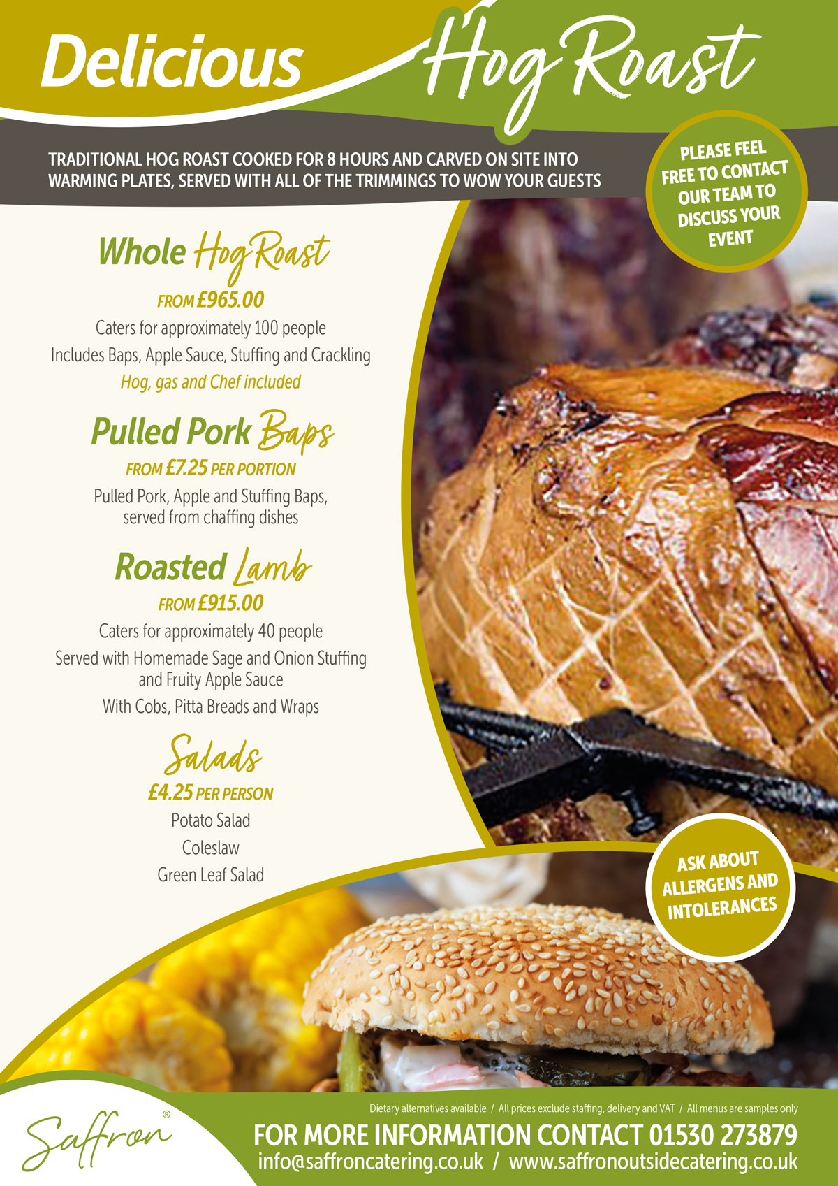 Saffron Menu Hog Roast - Hog Roast Menu