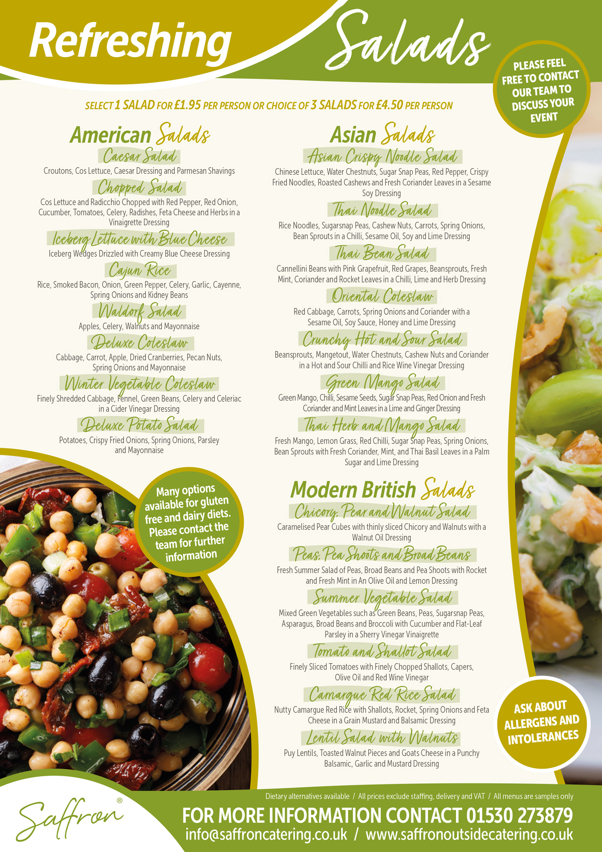 Saffron Menu Salads 2 - Salads Menu