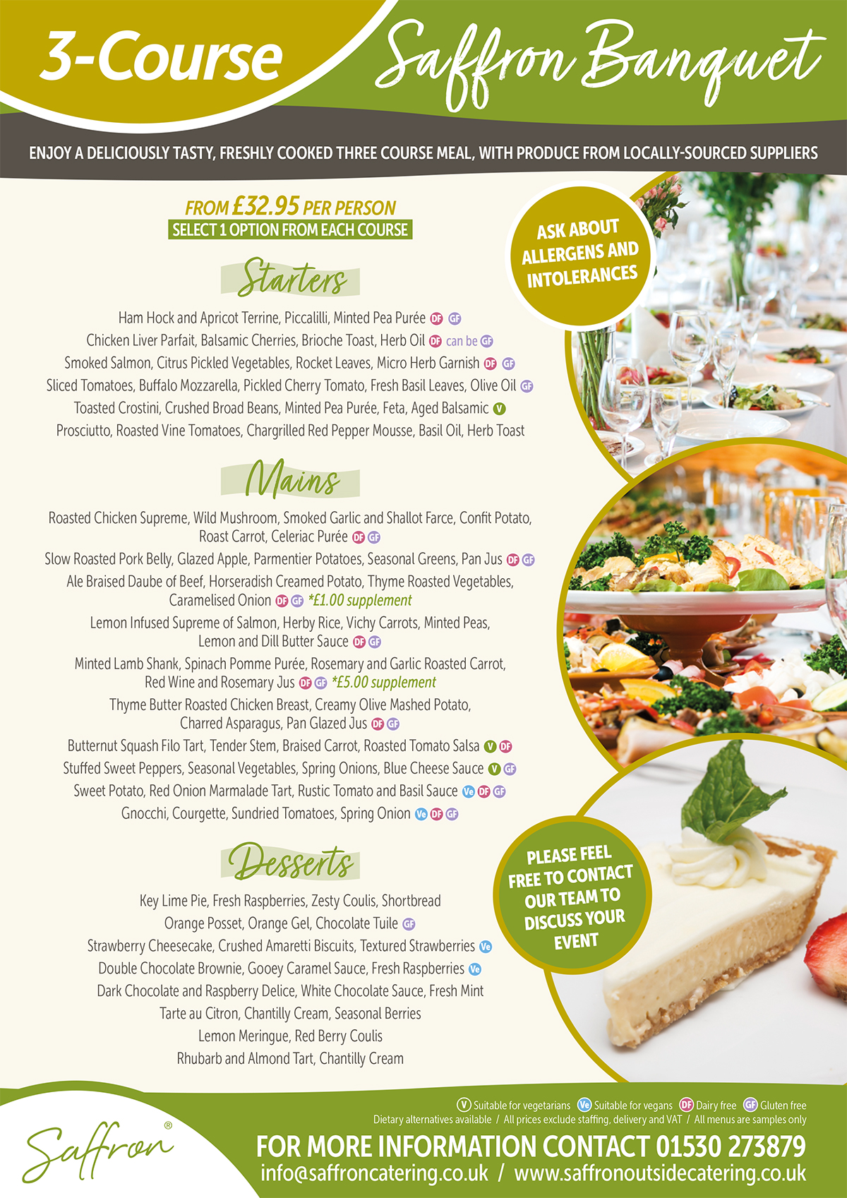 Saffron Menu Banquet - Wedding Breakfast Menu